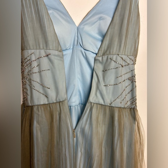 VTG Y2K JS Boutique Beaded Dres Size 8 Lace fairy Teal Babydoll Hoco Romantic - Picture 10 of 16